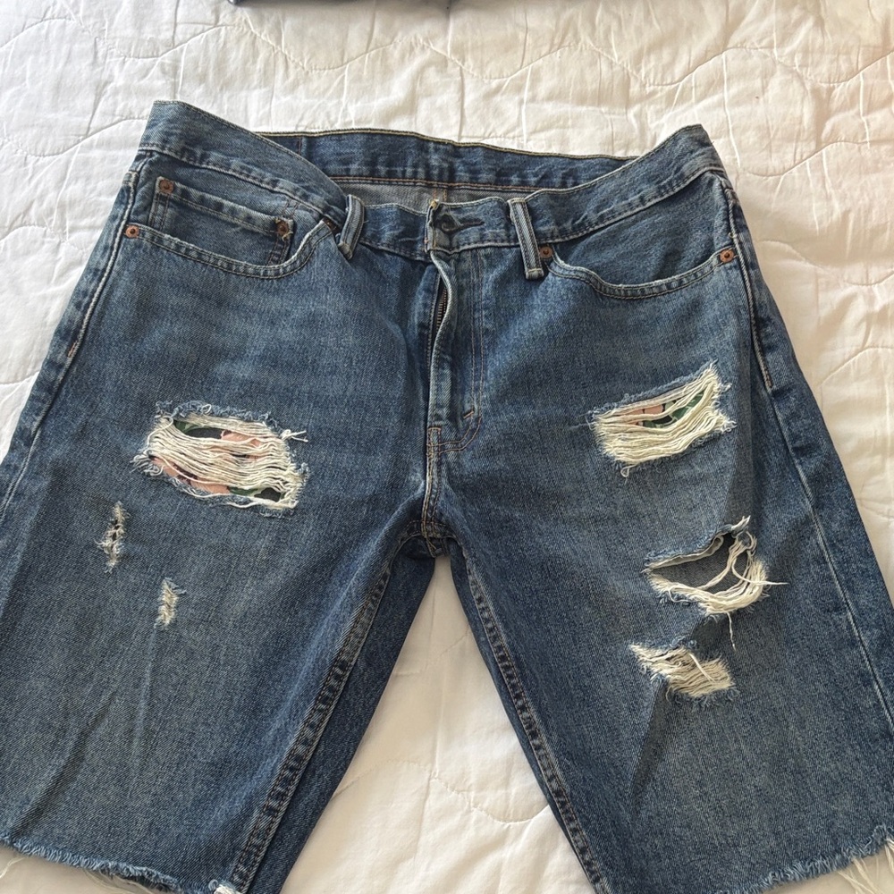 Levi's Ripped Blue Jean Shorts